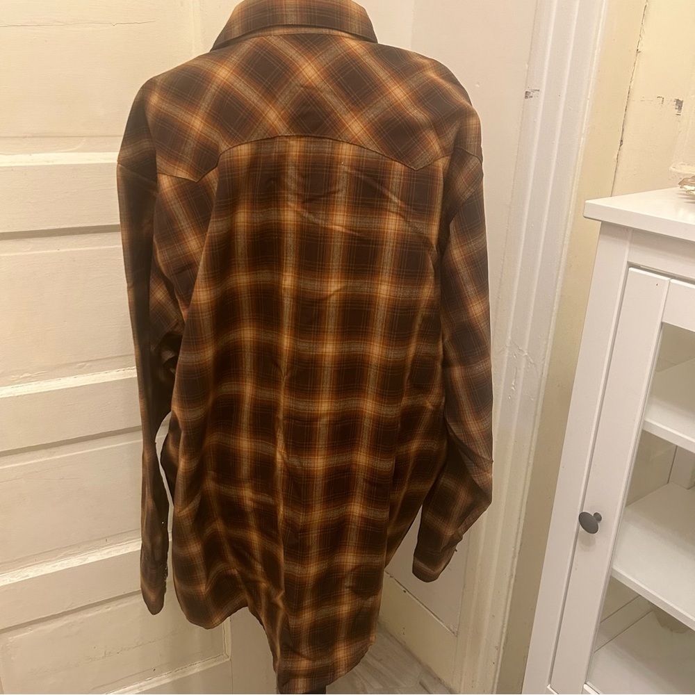 VTG CC Filson Brown Plaid Western Wool Pearl Snap Button-Up Shirt Rodeo XXL - Picture 5 of 8